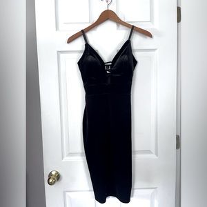 Drink night dress! Form fitting, great length, & saucy cleavage!